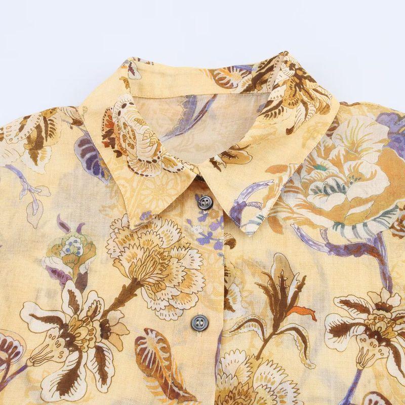 Jnleaog Autumn New Women's Clothing Fashion Style French Design Blended Print Shirt 2183077