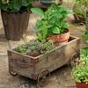 Macetero de Rueda de Carro de Madera Rústico con Ruedas Soporte para Plantas de Jardín Carrito de Flores para