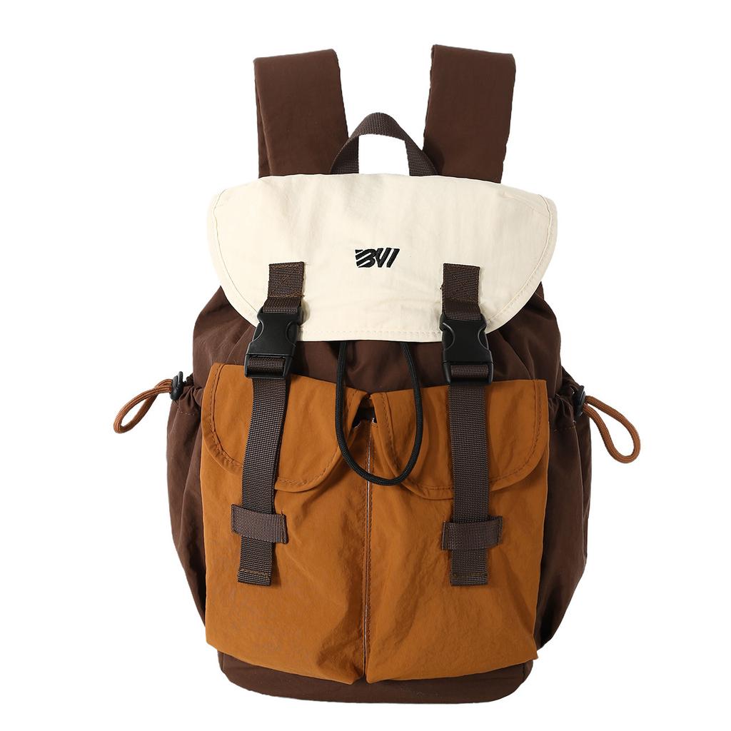 Schoolbag Outdoor Lightweight Hiking Bag Men's and Women's Large Capacity Contrast Color Drawstring Backpack Hiking Backpack Leisure School Bag Tide