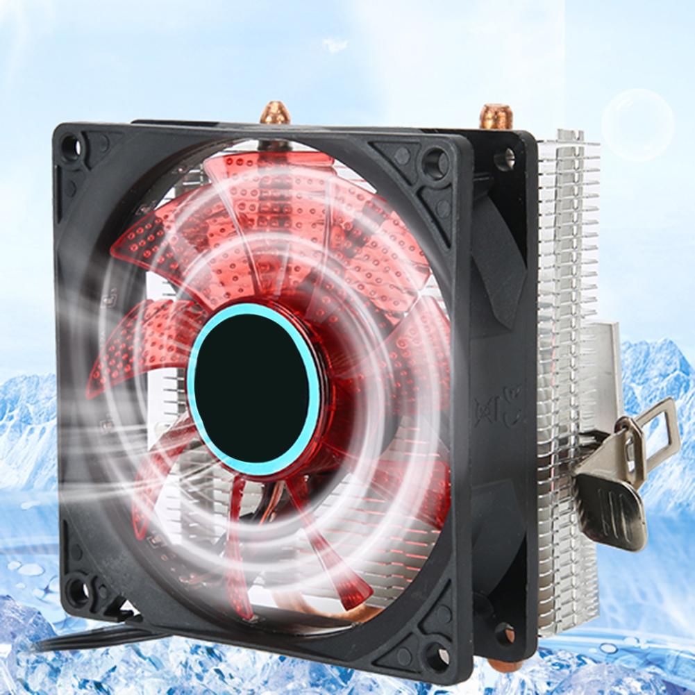 CPU Cooler 3 Pin Connector PC Accessory with Light 2 Brass Pipe for AMD 775   1155   1366