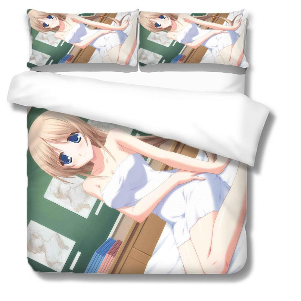 Anime Sexy Girl Duvet Cover Set Soft Polyester Microfiber Textile Queen Size Bedding Set With Pillowcases For Teens Boys Girls