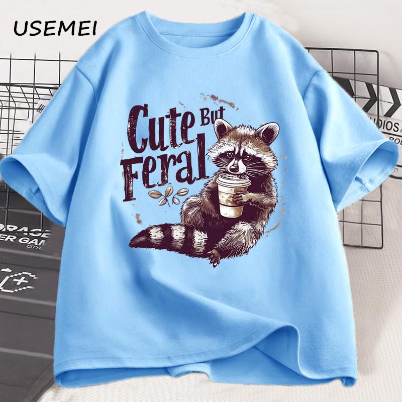 

Милые, но дикие футболки для женщин и мужчин, летние, забавные, с енотом, с юмором для взрослых, хлопковые, с коротким рукавом, винтажная дизайнерская одежда 4XL