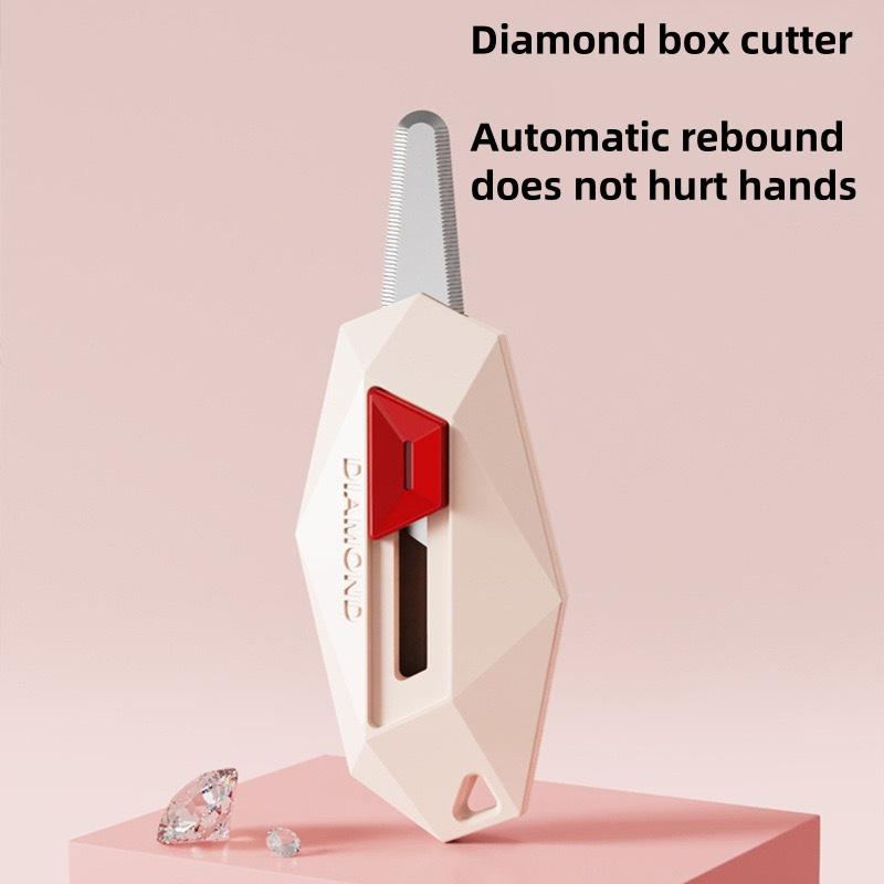 Magnetic Box Opener Cutter Safety Round Head Letter Envelope Opener Portable Unpacking Tool with Automatic Rebound Design