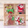 12 Colorful Gingerbread Man Pendants in Wooden Box - New Christmas Tree Ornaments