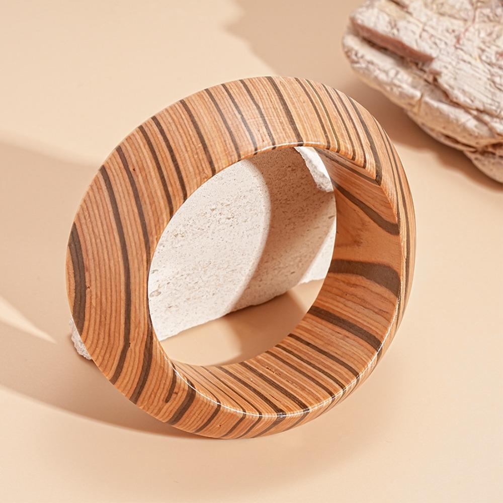 Minority Design Wood Wide Bangle Europe American Style Retro  Hand Ring  Gift