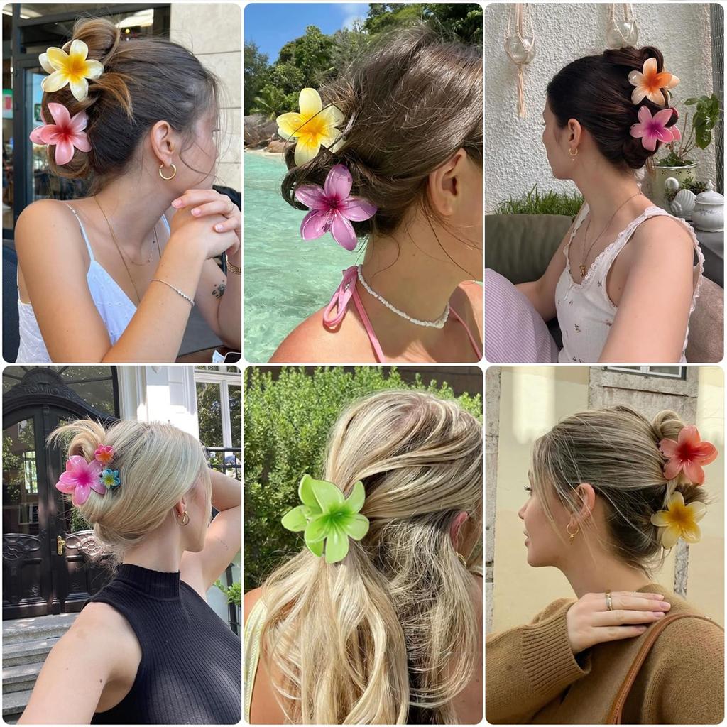 4PCS Fashion Women Flower Hair Clips Vacation Bohemia Egg Flower Hair Clips Barrettes Girls Large Hairpins Hair Accessories