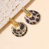 Exaggerated Vintage Acrylic Resin Earrings for Women Leopard Print Round Drop Earrings Jewelry KTY