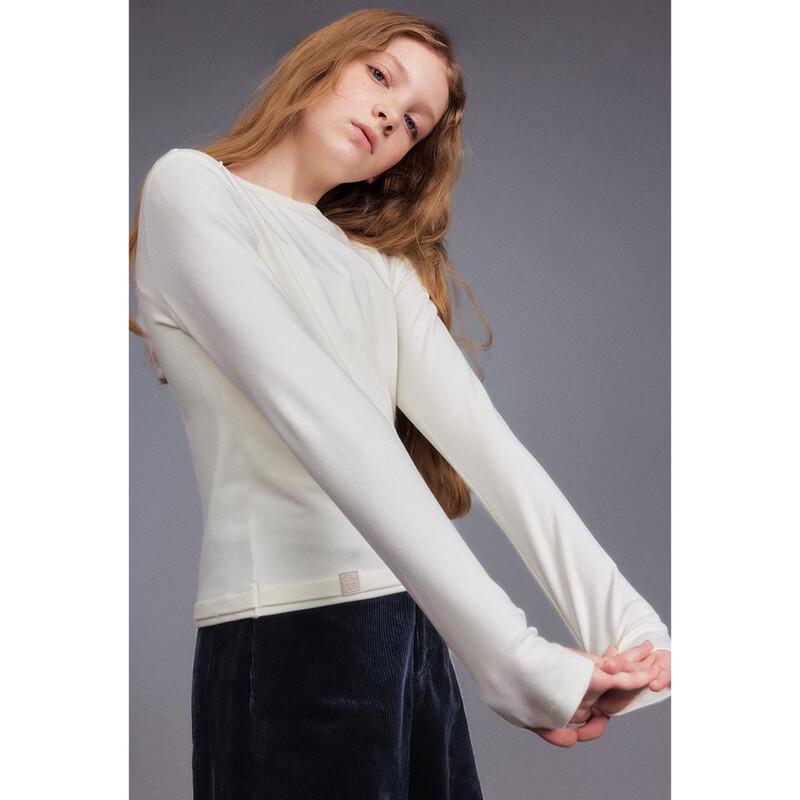 ELLE KIDS Girls' French Style Knitted Faux Two-Piece Top