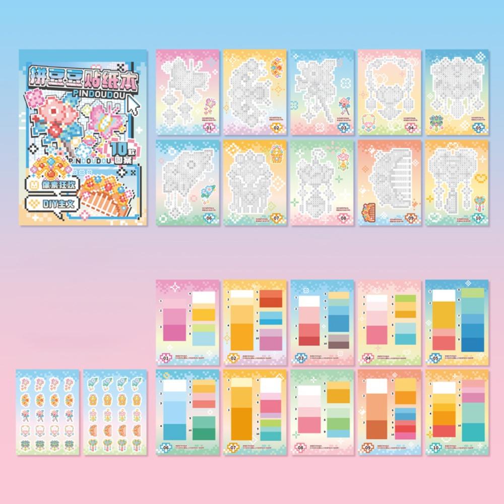 

Cute Pixel Style Coloring Sticker Book Washi Paper DIY Collage Beans Stickers Gift Cartoon Scrapbook Sticker Diary Decoration синий