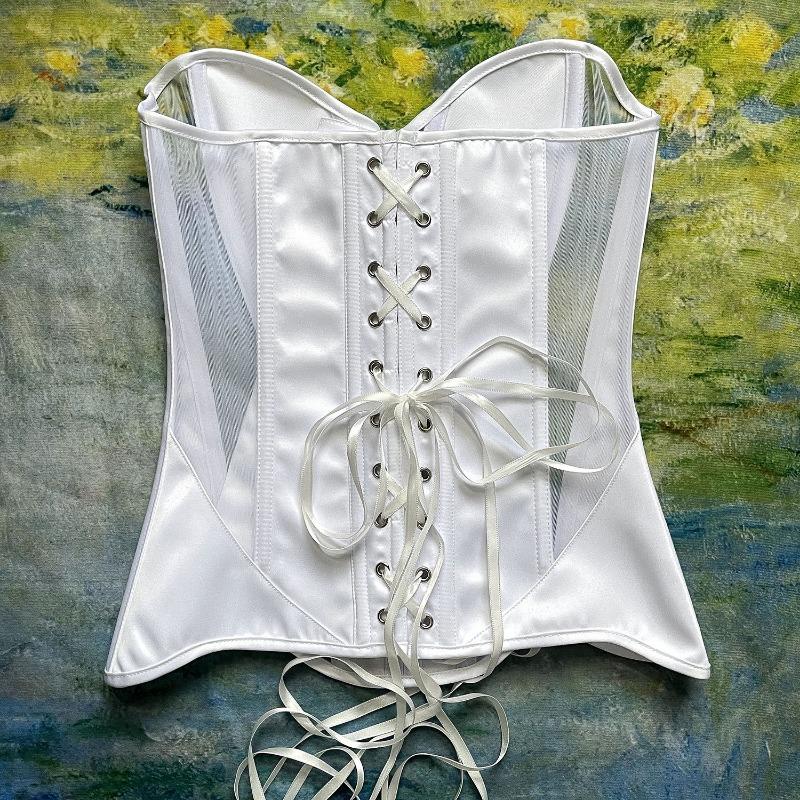 Sexy European American Ins Style Cat Ear Shaping Mesh Satin Bustier Top