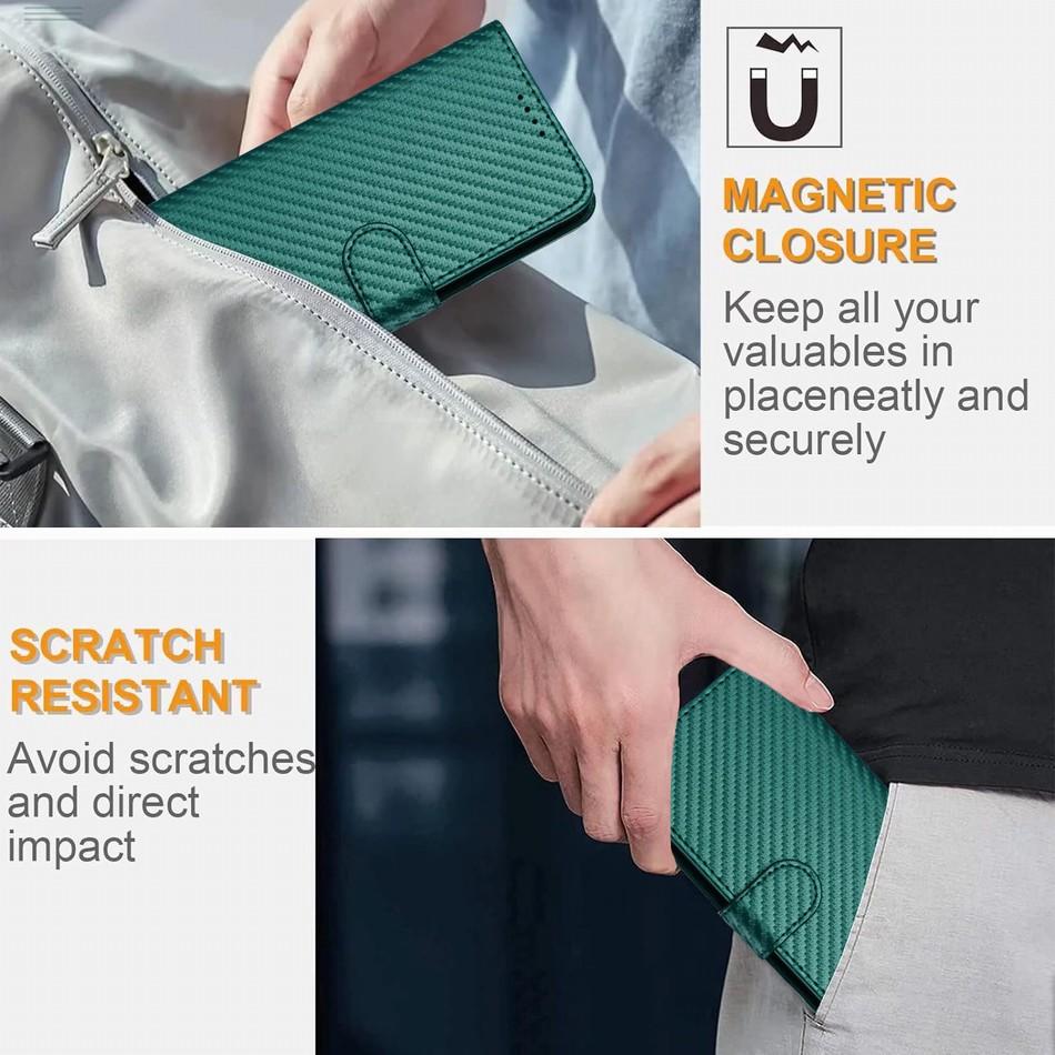 Carbon Fibre Case For Samsung Galaxy A42 A33 A34 A35 A36 A40 A41 A50 A50S A51 A52 A52S A53 A54 A55 A56 5G Wallet Cash Slot Cover