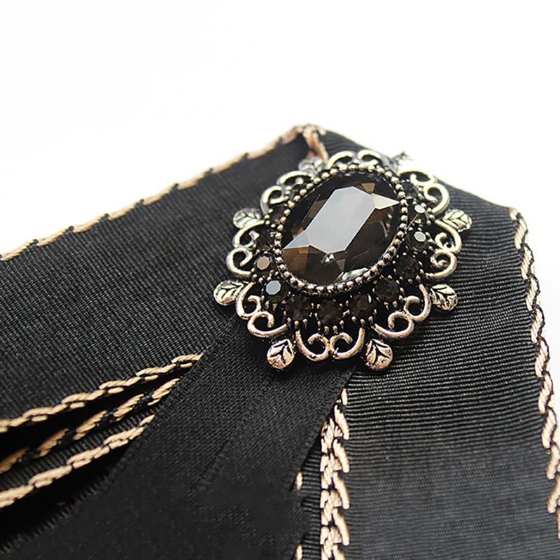 Korean Women'S Bow Tie Brooch Black Rhinestone Pearl Shirt Collar Pins Fashion Bowknot Bowtie Ribbon Wedding Party Necktie