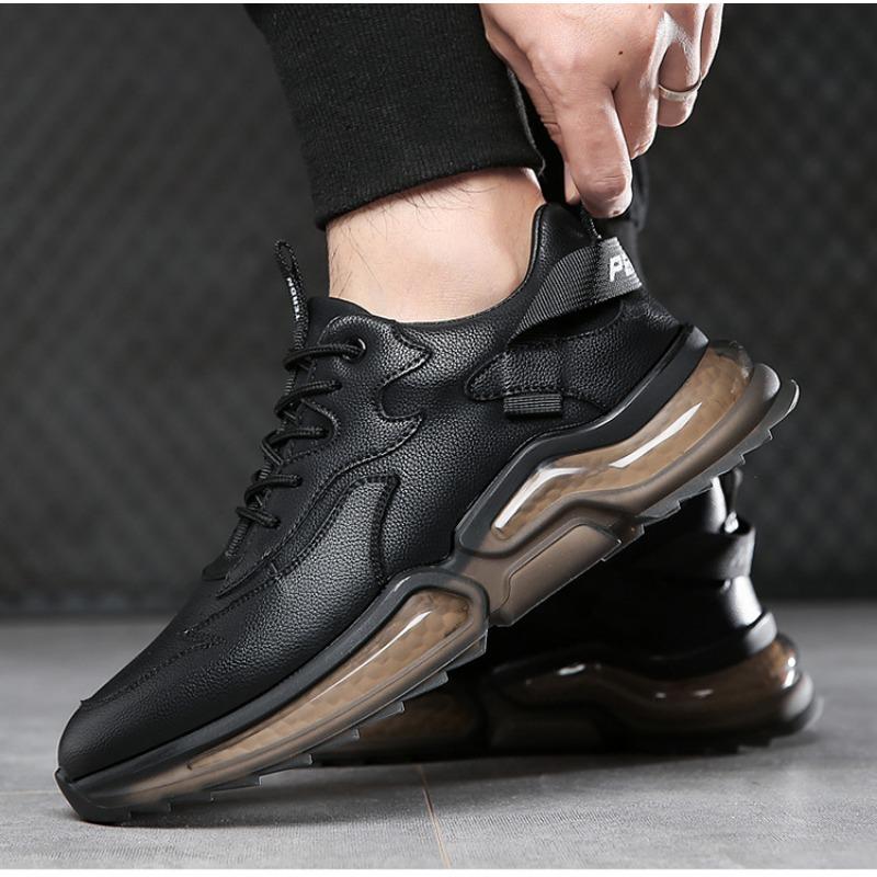 Fashion Autumn Winter Platform Leather Velvet Sneakers for Women Designer Soft-soled Men's Shoes Fashion Black Increase Sport Shoes Male