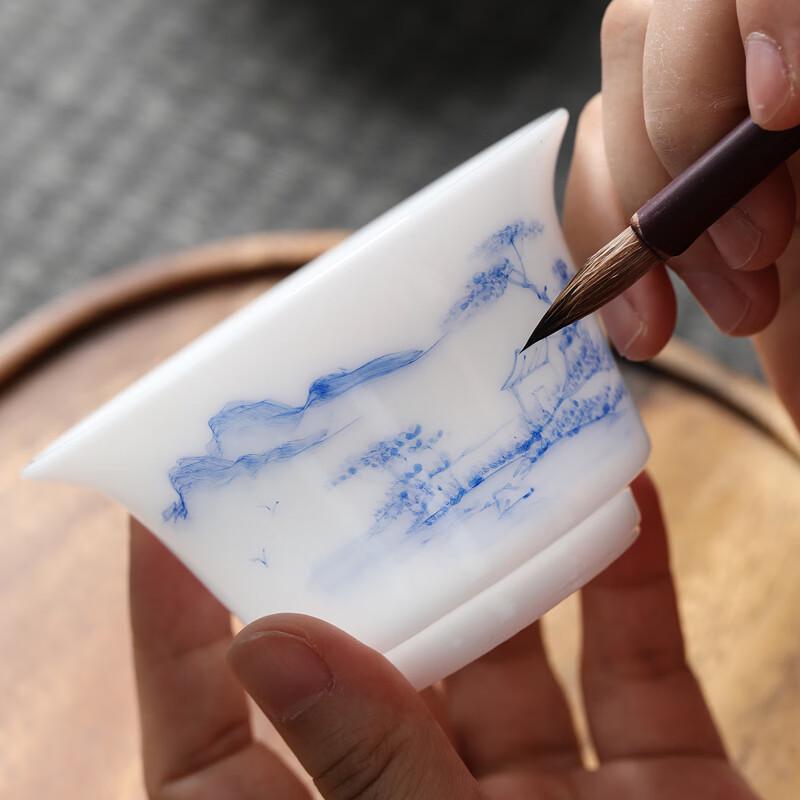 MULTIPOTENT Hand-painted Mutton Fat Jade Porcelain Kung Fu Tea Set