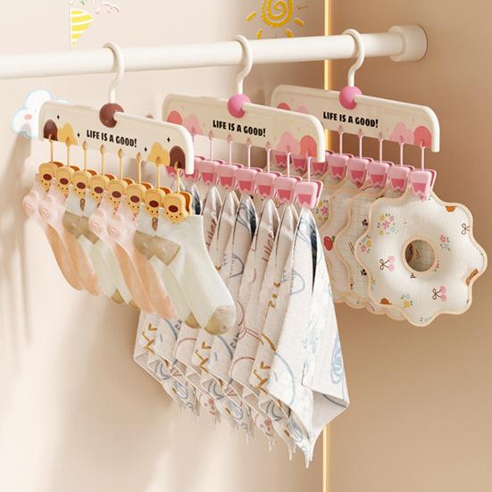 Non-Slip Hangers with Clips Multi-Clip Drying Rack Animal Claw Clip Clothes Hanger Wardrobe Organizer for Socks Underwear Home Dormitory Use