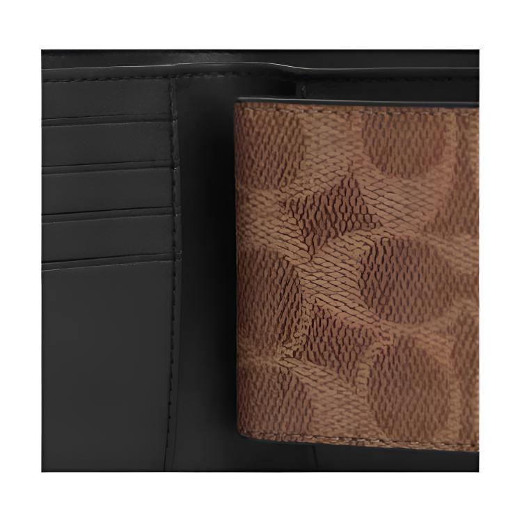 Coach 3 In 1 Wallet 11 Classic Logo Print Coated Canvas Men Wallet Mahogany Multicolor CX209-MAA
