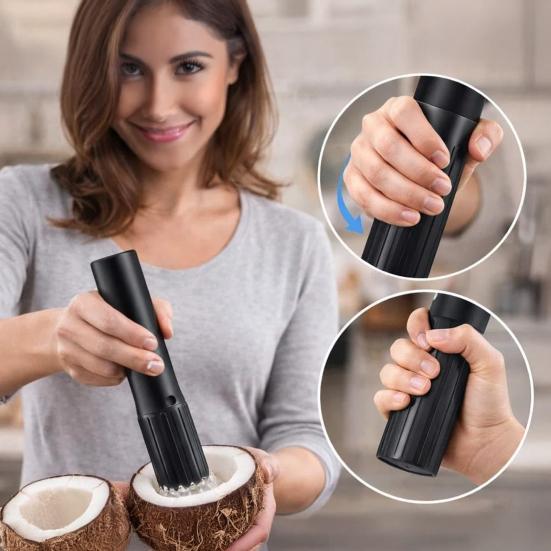 Electric Coconut Grater Machine Handheld Spatula Peeler Shredder with Anti-Splash Design Stainless Steel Rotating Blade One-Button Control Tool verde