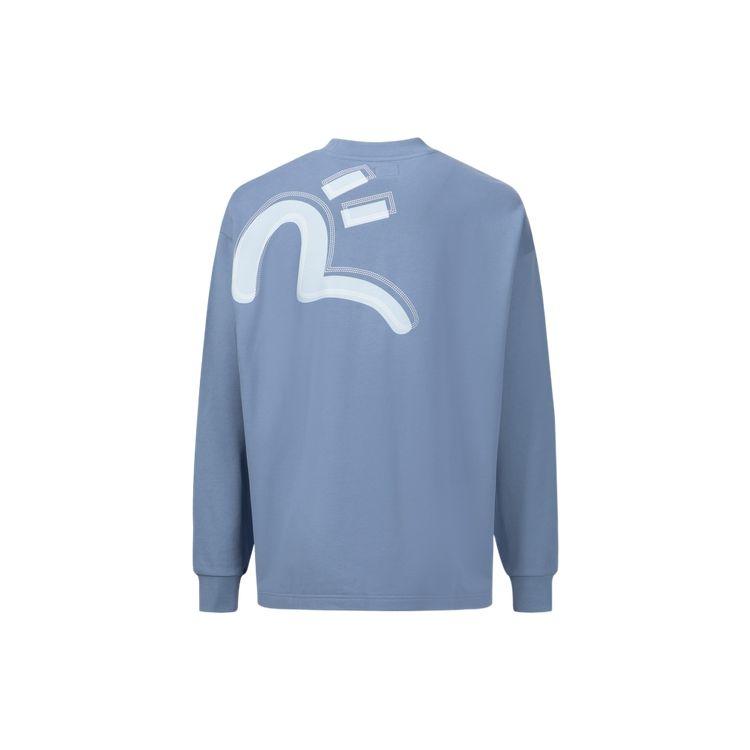 Evisu Little Seagull And Logo Print Round Neck Pullover Oversized Sweatshirt Men sweatshirt Dark-Blue 2EAHTM3SW1079FLCT