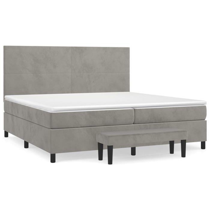 Maison Exclusive - Sommier à lattes de lit et matelas Gris clair 200x200cm Velours