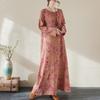 Spring Cotton Vintage Long Sleeve Print Dresses For Women Casual Loose Dress Femme Robe Vestidos Elegant Clothing