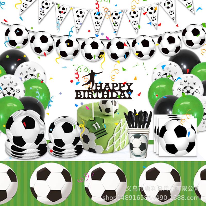 Black And White Football Party Supplies Birthday Decoration Sports Theme Arrangement Party Tableware Paper Towels Paper Plates Paper Cups