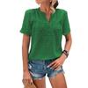 Women's New Style Solid Color V-Neck Jacquard Shirt for Elegant Commuting