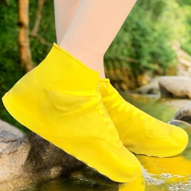 1 Pair Latex Waterproof Shoe Covers Unisex Non-Slip Overshoes Reusable Rain Walking Cycling Shoes Accessories Boot Protectors