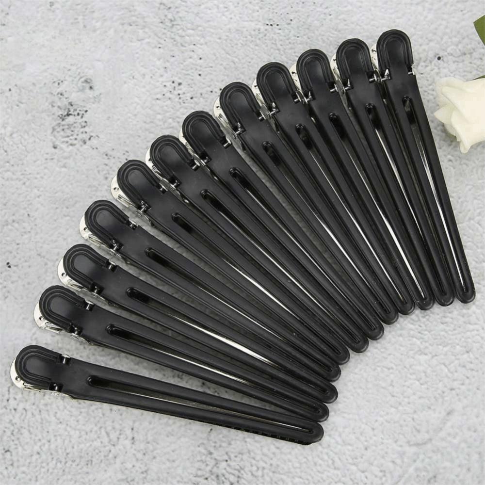 24pcs Creaseless Duckbill Clip Black Partition Hair Clips Positioning Hairpin Hair Salon