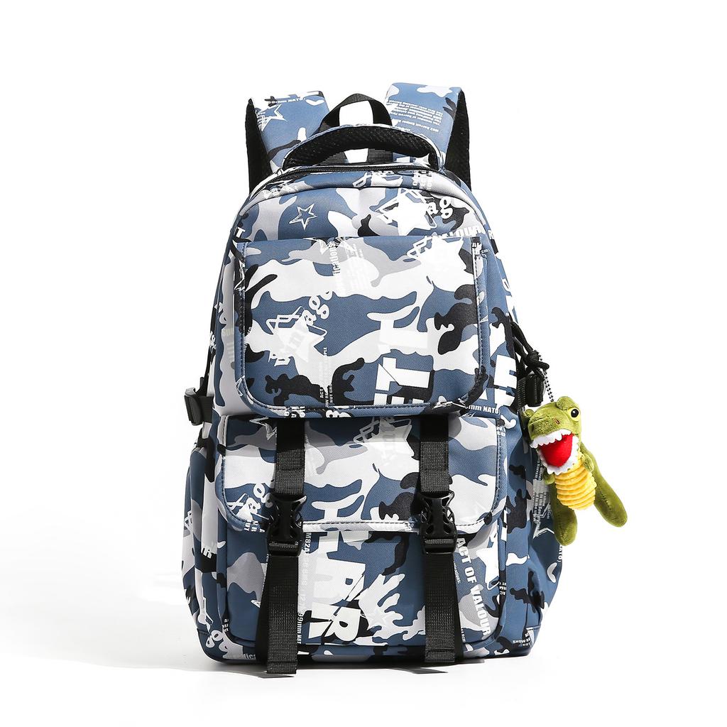 Schoolbag Trendy Brand Lightweight Campus Backpack for Men and Women Large Capacity Junior High School Students High School Bag Casual Waterproof 