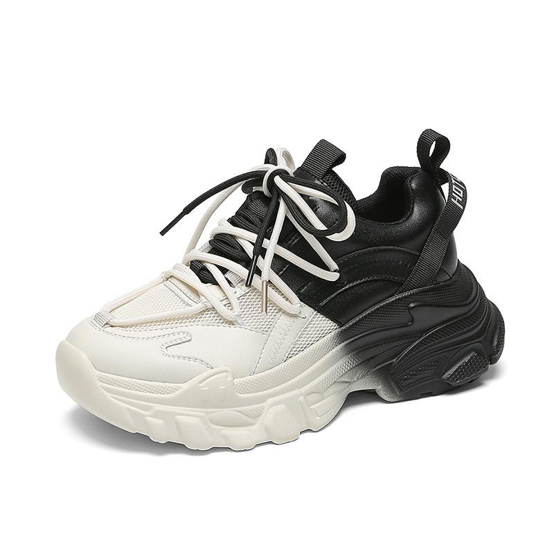 Spring dad shoes women's new thick sole height gradually change purple contrasting color casual versatile women's shoes sports shoes