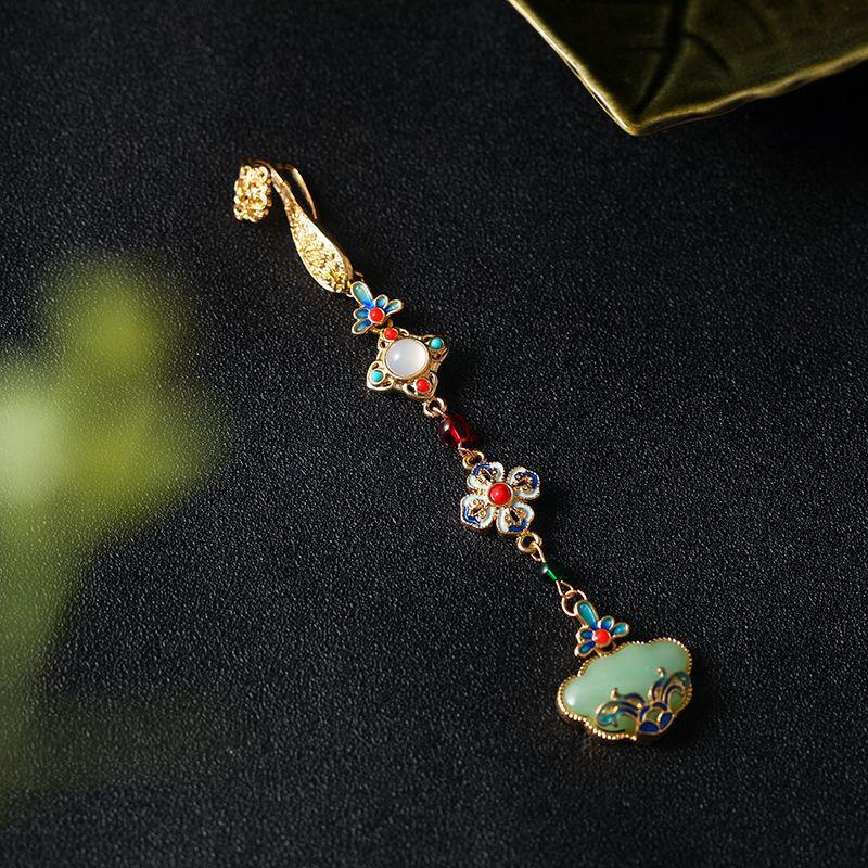 Dámské Cheongsam Qipao v čínském stylu Klopa Visící střapec Přívěsek Vintage Brož Elegantní styl Hanfu Doplňky