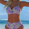 1011 Europäischer und amerikanischer Druck geteilter zweiteiliger Badeanzug Bikini Blumen-Serie sexy Strand