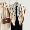 Autumn And Winter White Flower Print Fresh And Elegant 90 Square Scarf Herringbone Shawl Soft Skin-Friendly Warm Scarf