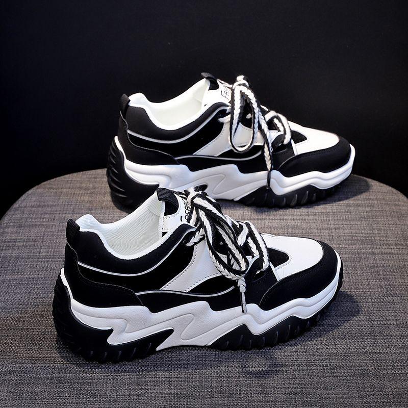 Contrast Color High on Platform Woman Footwear Lace Up Spring Autumn Shoes for Women Aesthetic Cotton Designer Luxury Light Sale