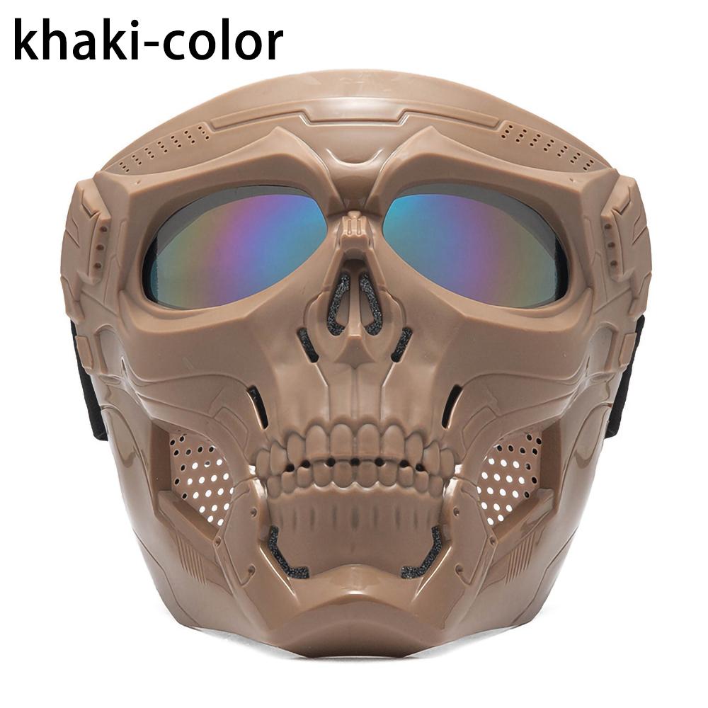 Cycling Colored Goggle Motorcycle Skull Skeleton Mask Windproof Full Face Mask Paintball Game Tactical Protection Helmet Mask
