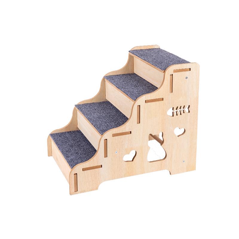 Wooden Non-slip Pet Stairs for Small Dogs - Bed & Sofa Ladder with Auxiliary Slope