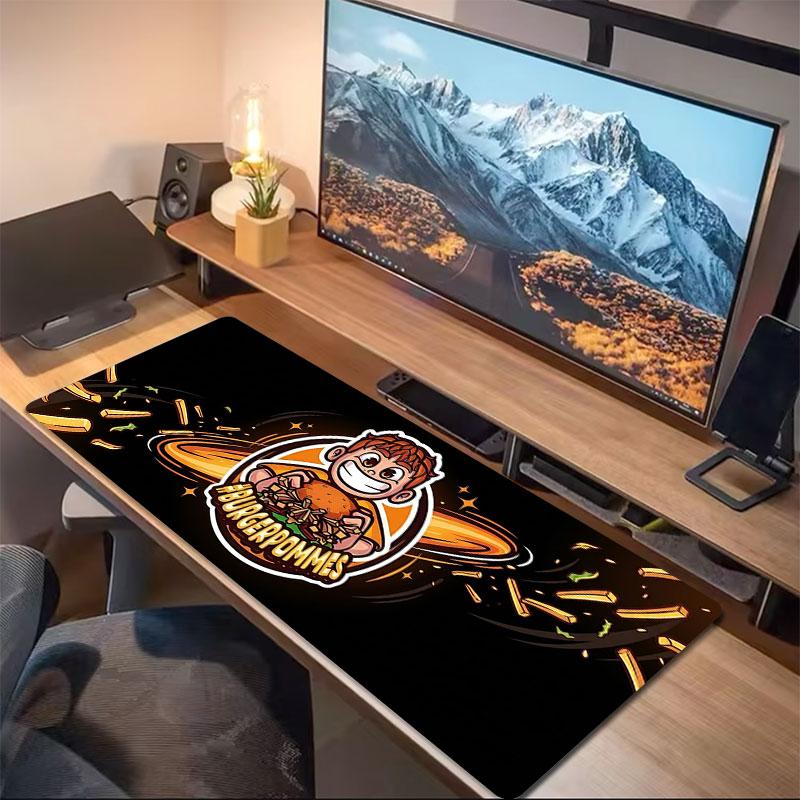 Burger Fries Fun Large Size Mouse Pad Large Gaming Table Cushion Nonslip Laptop Tablet Big Mousepad Xxl Mat Mini Pc Playmat With Lock Edge