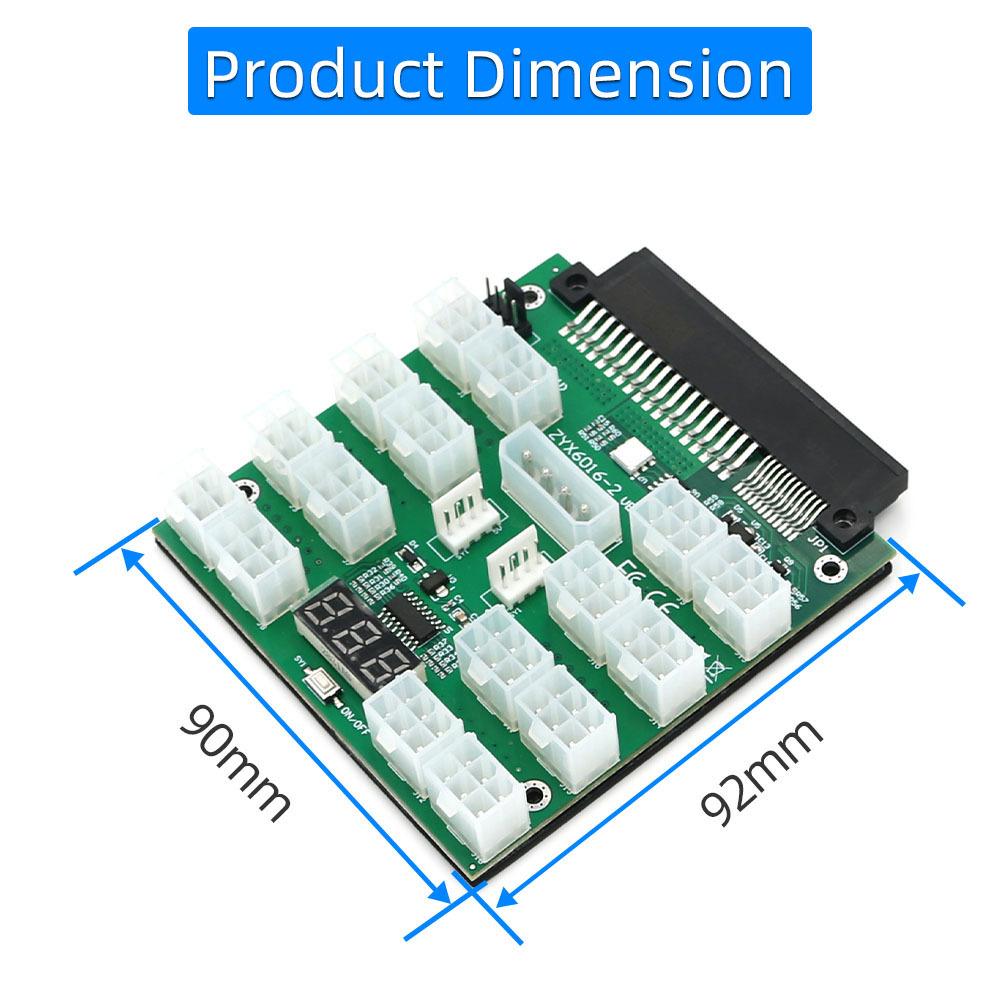 16-Way 6-Pin Power Distribution Board with Voltage Display and 18+12-Pin Server Power Supply Adapter