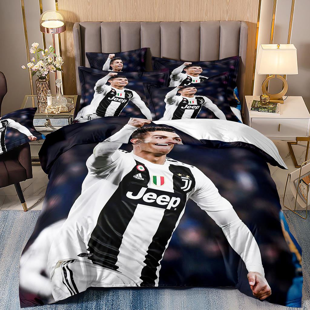 Bettbezug Luxuriös Fußballstar Cri-stiano Ronaldo Druck Bettwäsche Set Bettbezug Bett Jugend Kinder Mädchen Jungen Geburtstagsgeschenk