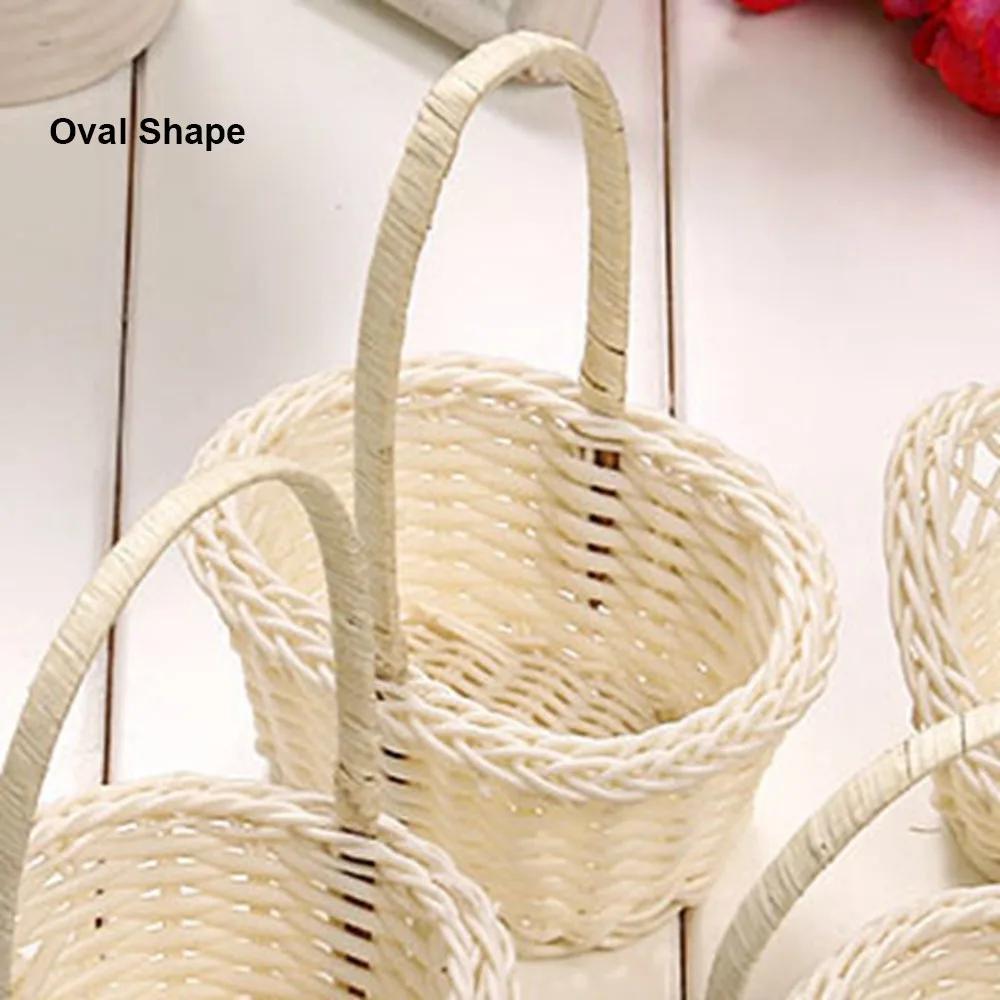 Hand Made Flower Storage Basket Hand-Woven 3 Shapes Wicker Flower Basket Shopping Storage Hamper Basket