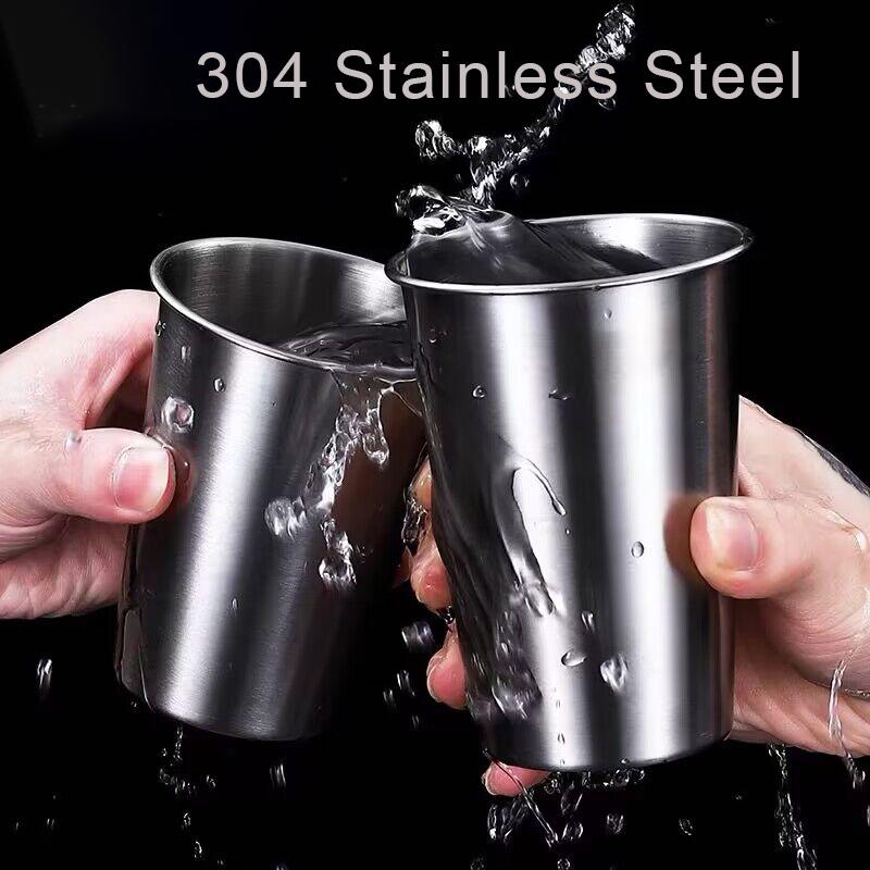 Stainless Steel Beer Wine Cup Portable Silver Beer Tumbler Cocktail Juice Milk Cup Metal Drinking Mug For Bar Outdoor Drinkware