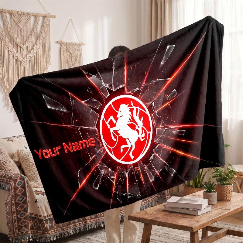 FC Twente Personalized Fleece Blanket With Football Logo, Custom Name Text Soft Warm Home Throw Blanket