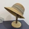 Straw Hat Women's Summer Big Brim Versatile Sunscreen Visor Pleated Seaside Straw Hat Face Covering Sun Hat