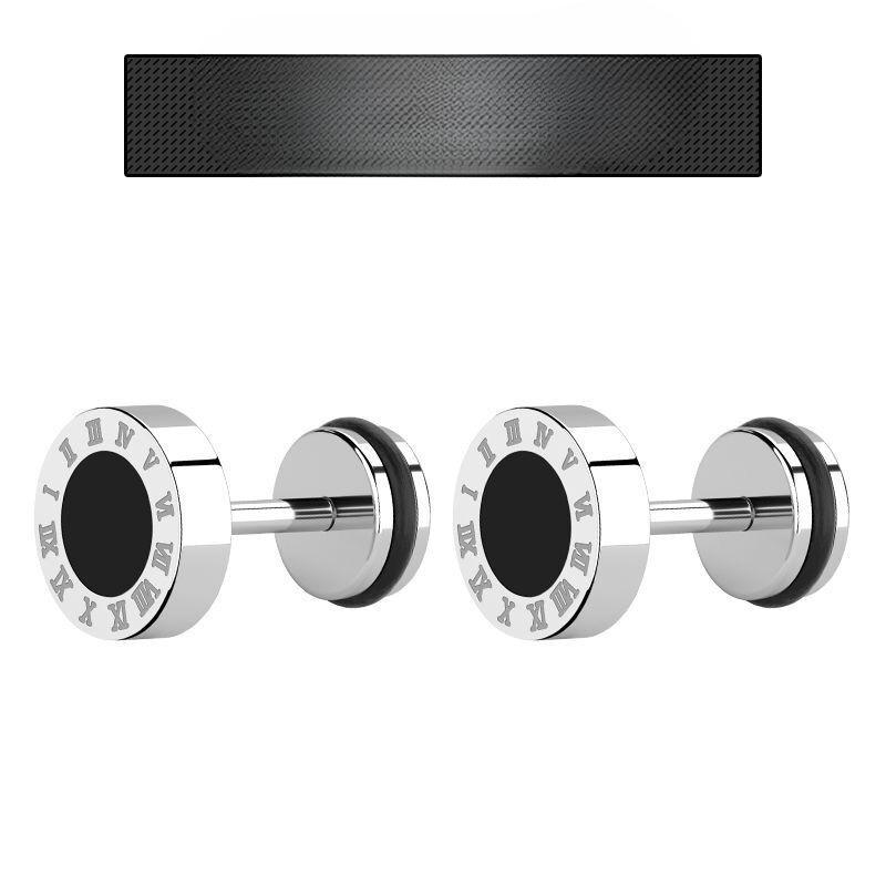 Серьга для мужчин, Хип-хоп стиль, Дизайн с римскими цифрами, Уникальная закрутка, Простая застежка, Крутой и элегантный вид.  8mm