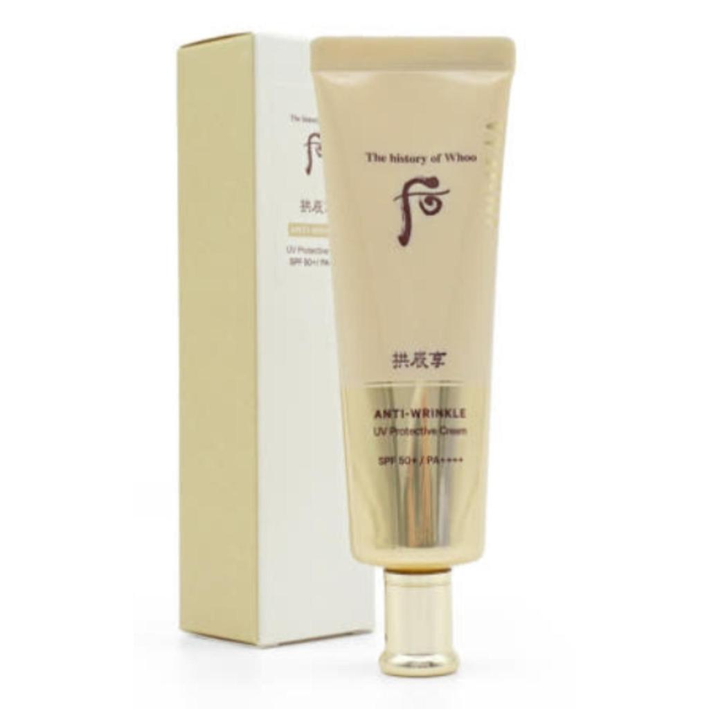 The history of whoo Gongjinhyang Anti-Wrinkle UV Protective Cream SPF50+ PA++++ 50ml | Korean Herbal Anti-Aging Daily Sunscreen