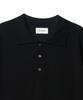 Hejiseu [His] Black Cool Linen Short Sleeve Collared Knit