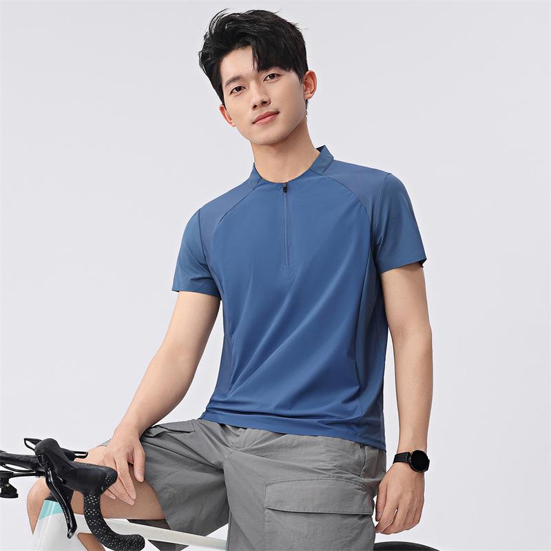 Men s Business Casual Quick-Dry Ice Silk Stand Collar Short Sleeve Top 6XL