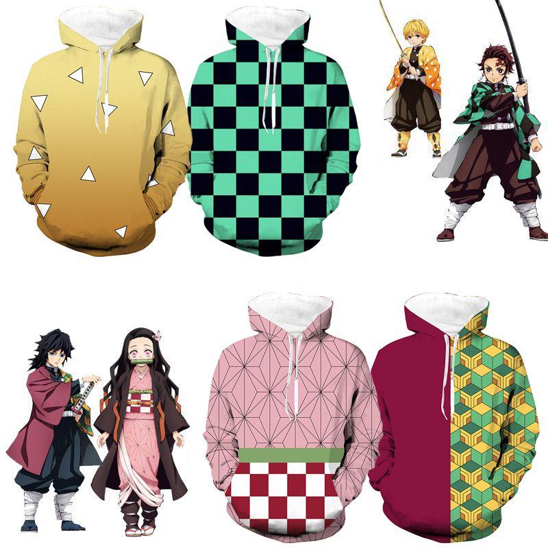 Demon Slayer Kimetsu No Yaiba 3D Tištěná Mikina S Kapucí Útulný Pulovr Kabát