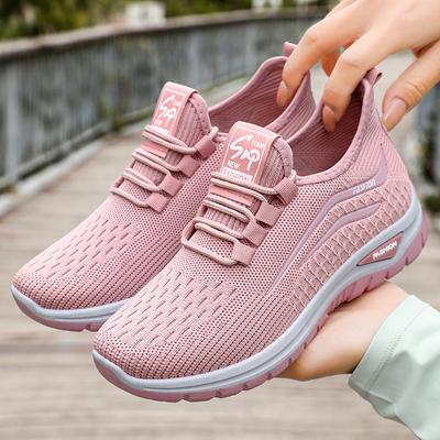 Women's Shoes Soft Soles Are Not Tired of Feet, Summer New Sports Shoes Fly-woven Breathable Running Shoes Comfortable Shoes Women's Versatile