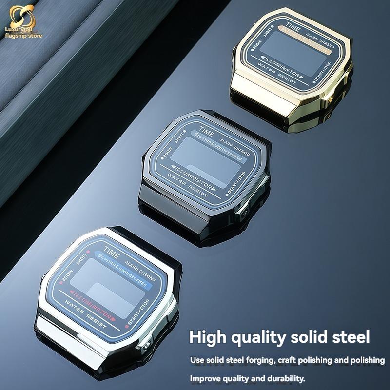 Dla Casio CASIO seria A168W zmodyfikowana stal nierdzewna metalowa mała sztabka złota srebrny blok koperta zegarka akcesoria do paska